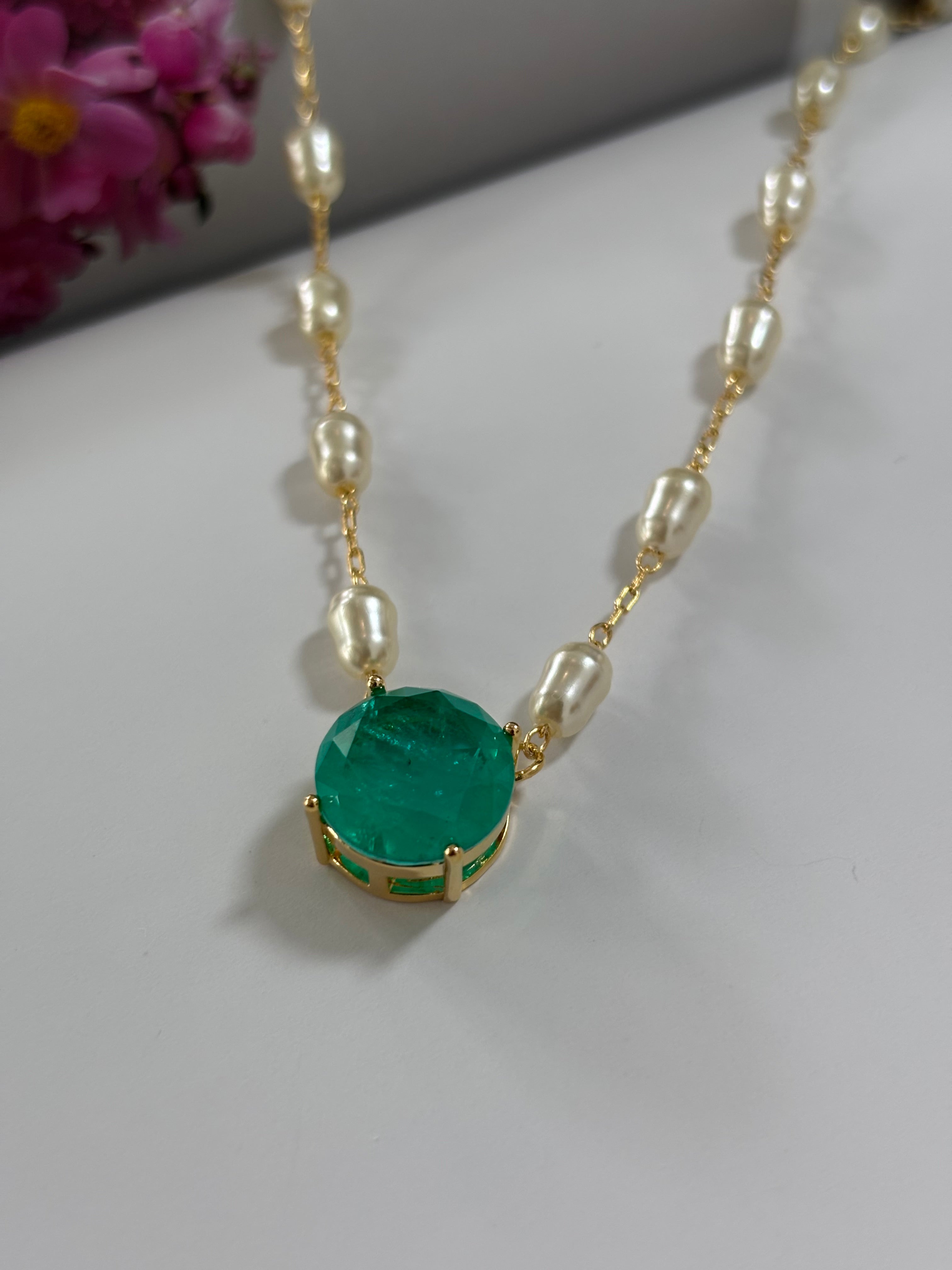 Paraiba Tourmaline and Pearl Necklace Set