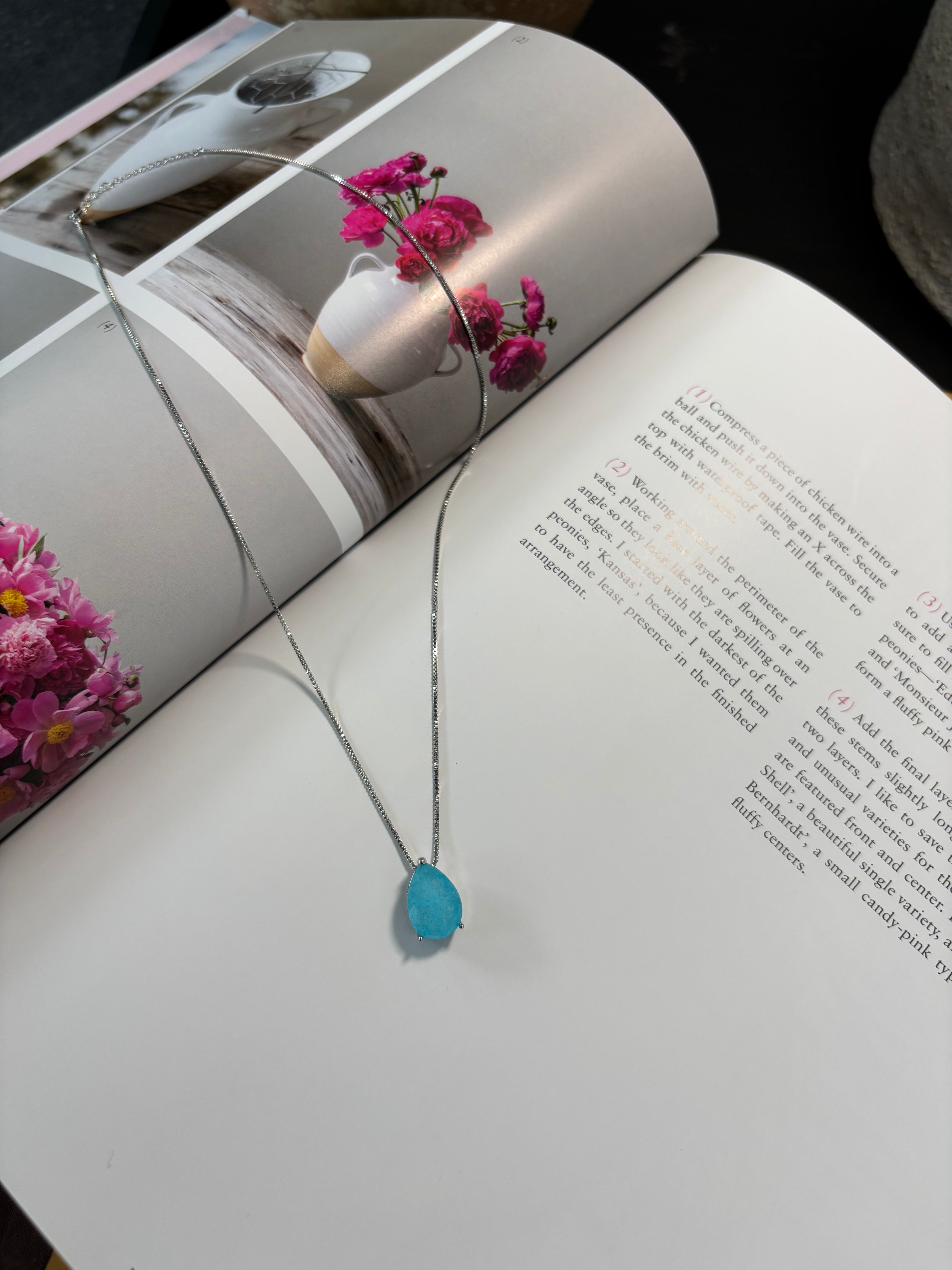 Blue Fusion Tourmaline Drop Necklace - Camellia