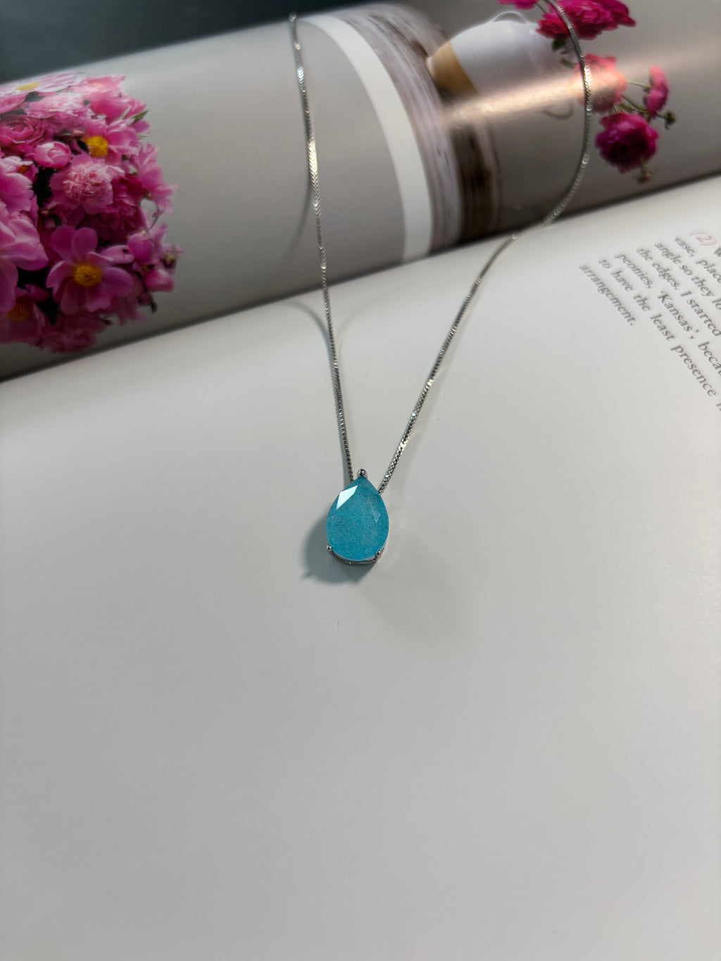 Blue Fusion Tourmaline Drop Necklace - Camellia