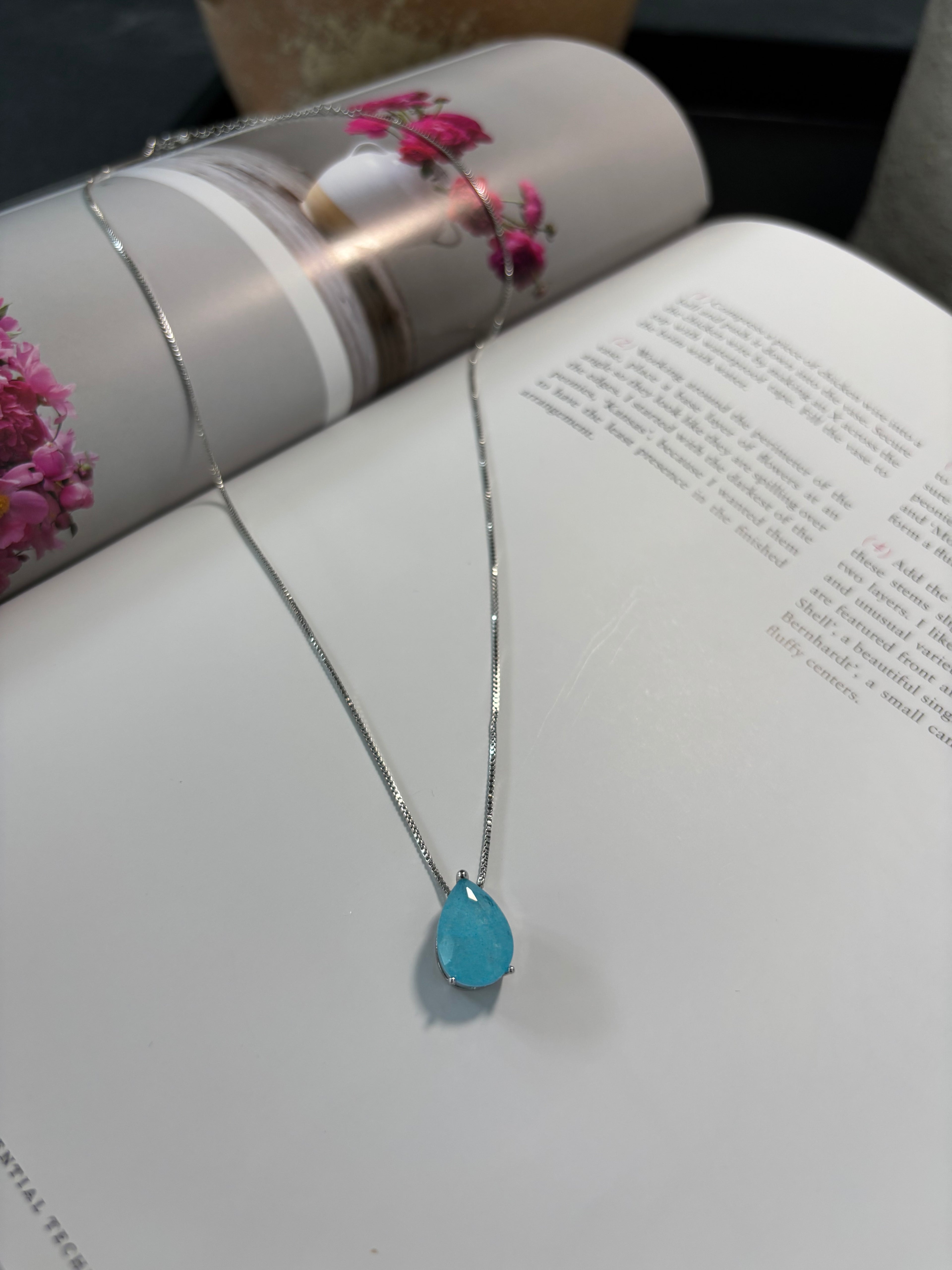 Blue Fusion Tourmaline Drop Necklace - Camellia