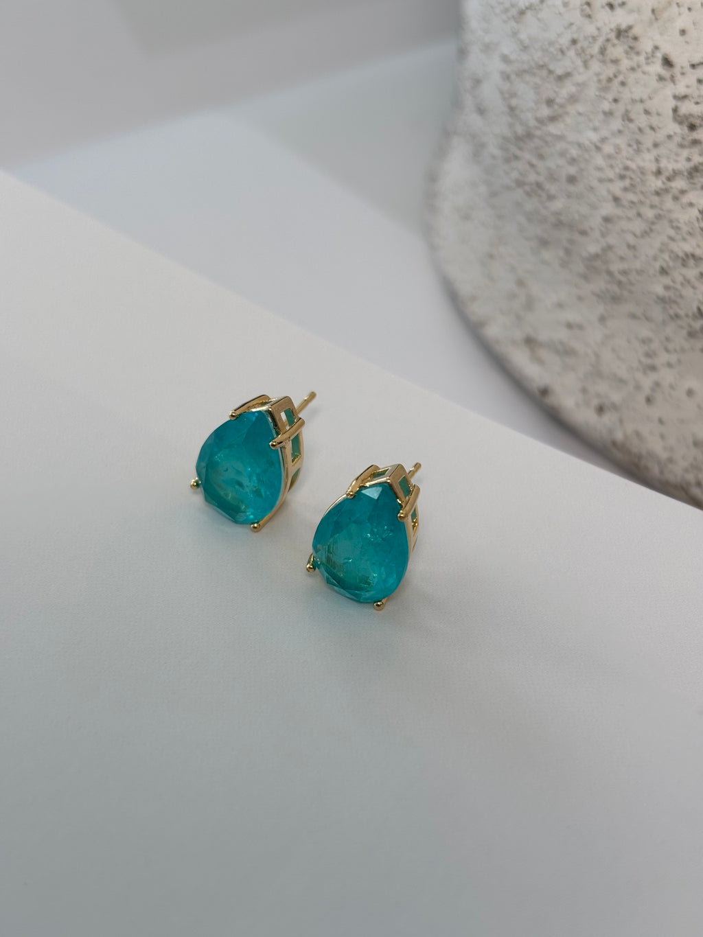 Blue Tourmaline Gold Drop Earrings - Hydrangea