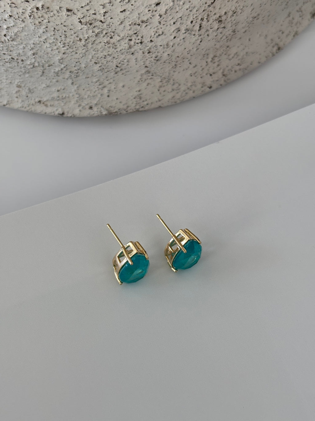 Blue Tourmaline Gold Drop Earrings - Hydrangea