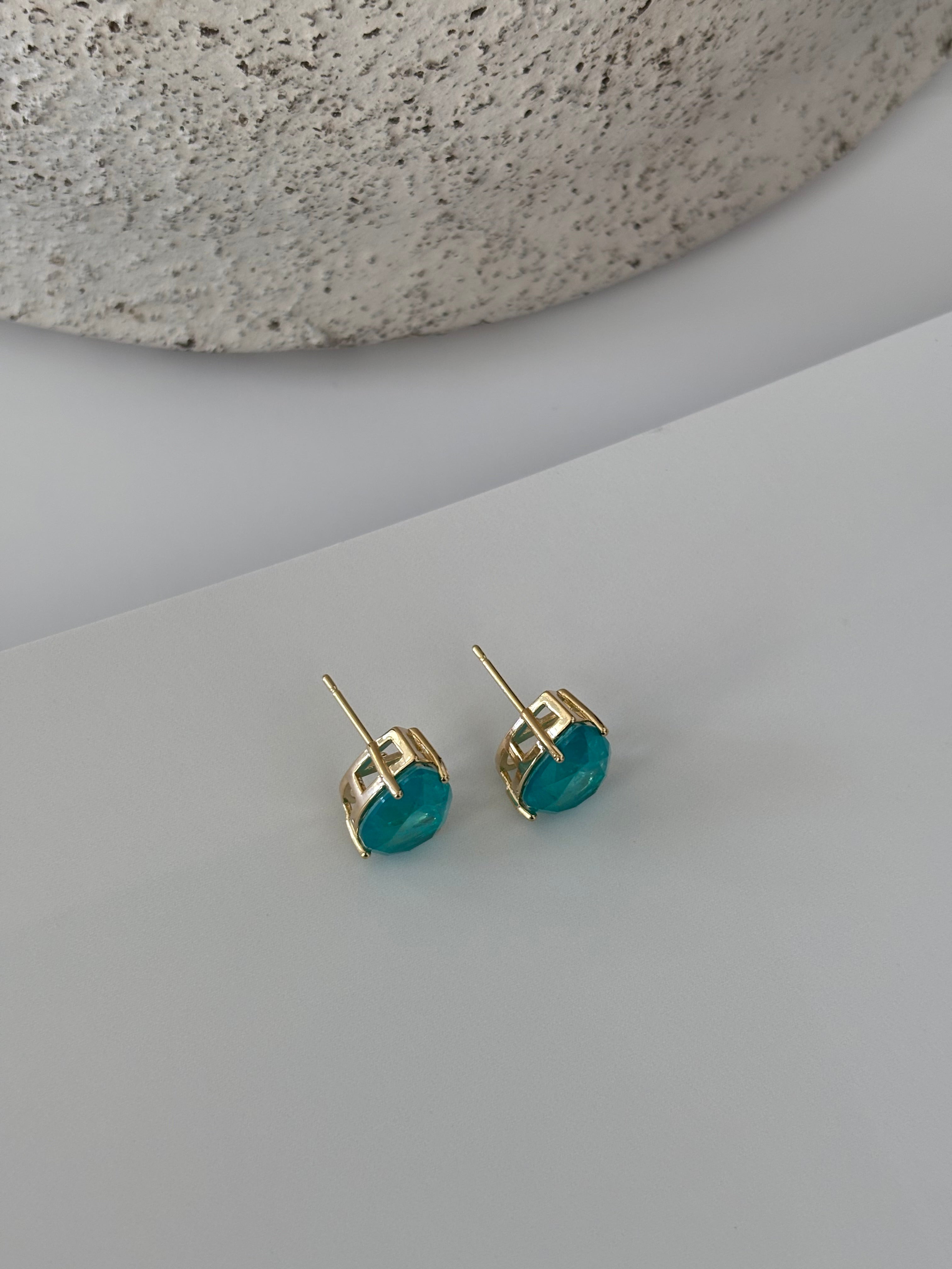 Blue Tourmaline Gold Drop Earrings - Hydrangea