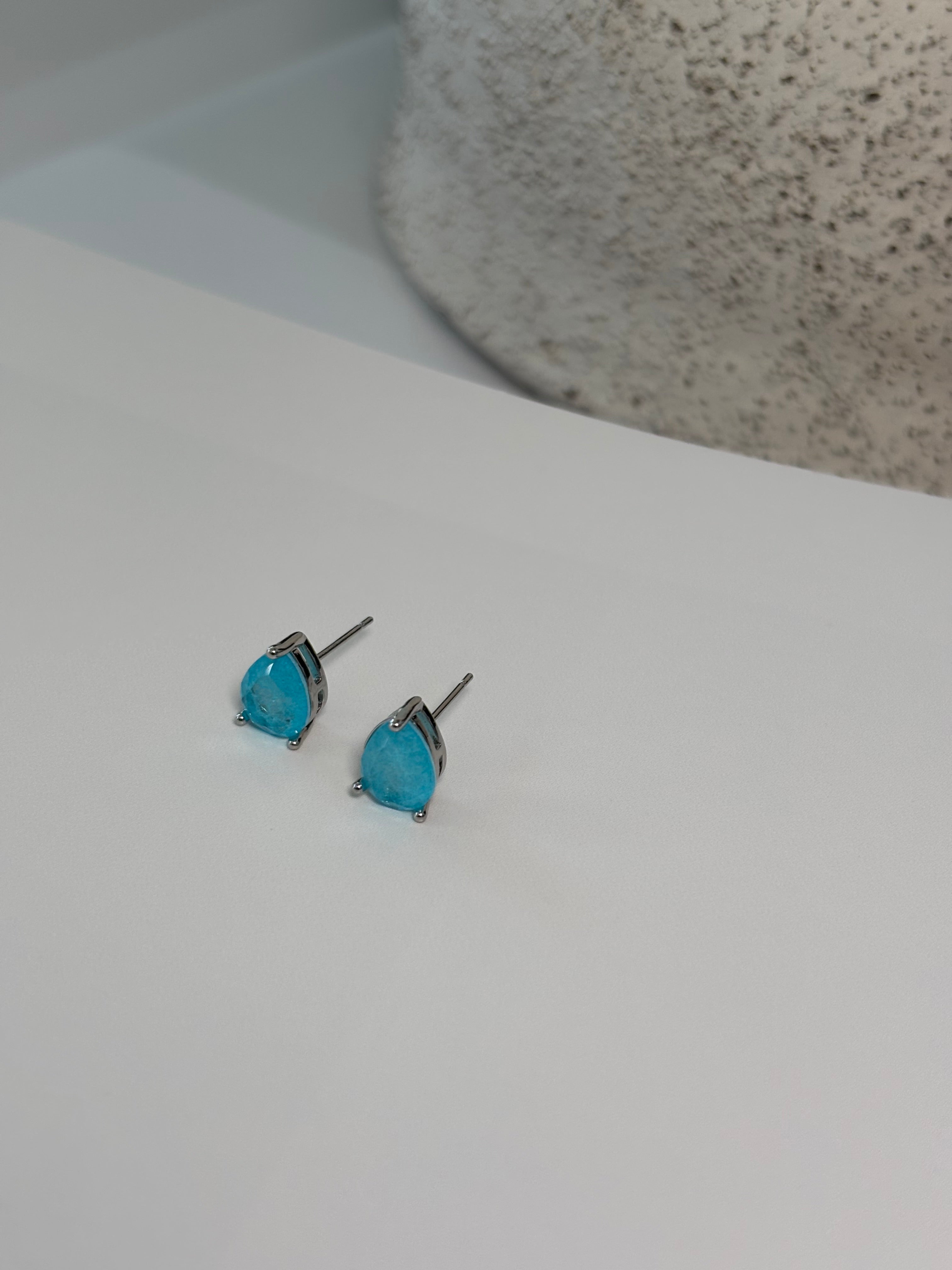 Blue Fusion Tourmaline Drop Earrings - Camellia