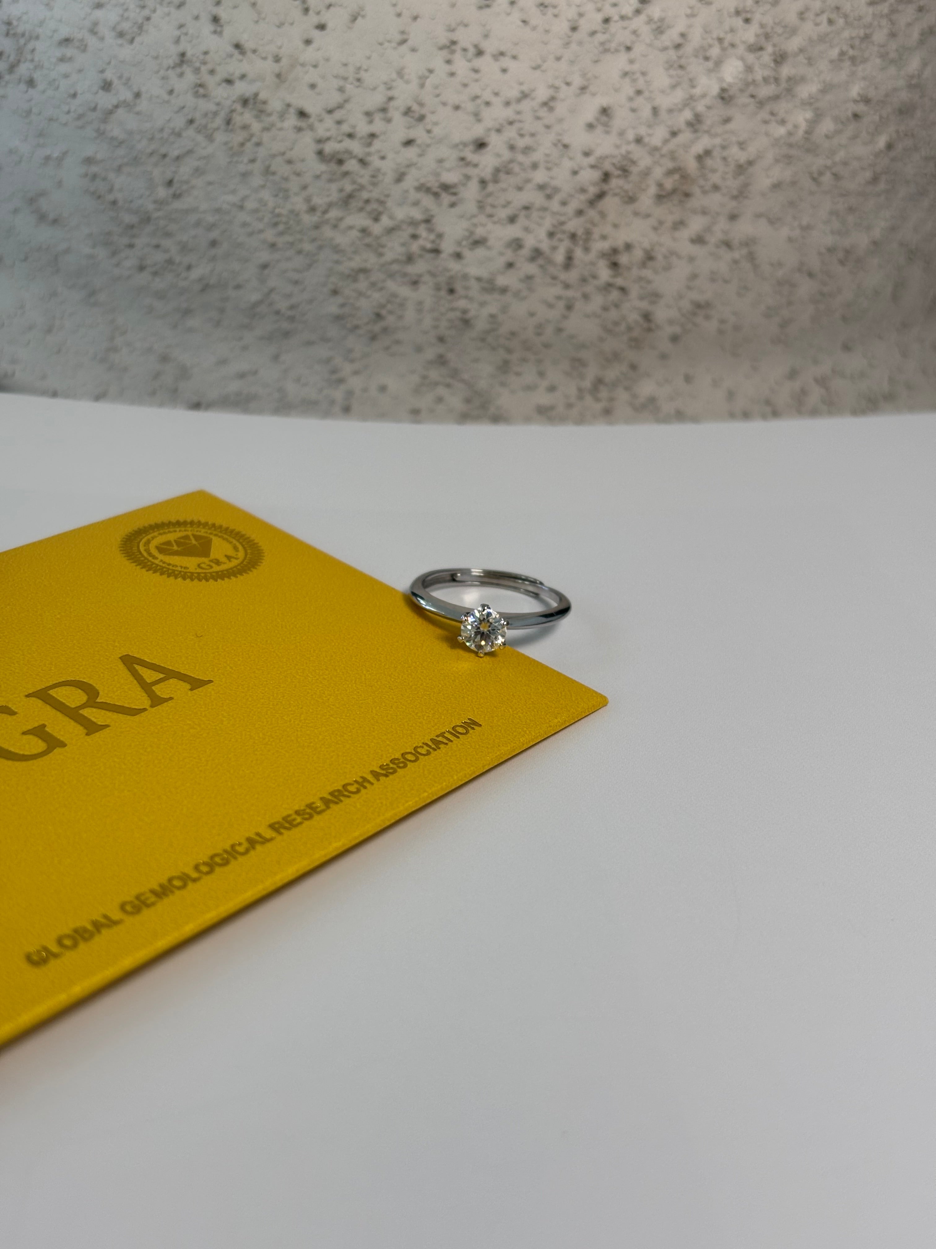 Moissanite Solitaire Ring 0.5 CT - S925 Adjustable