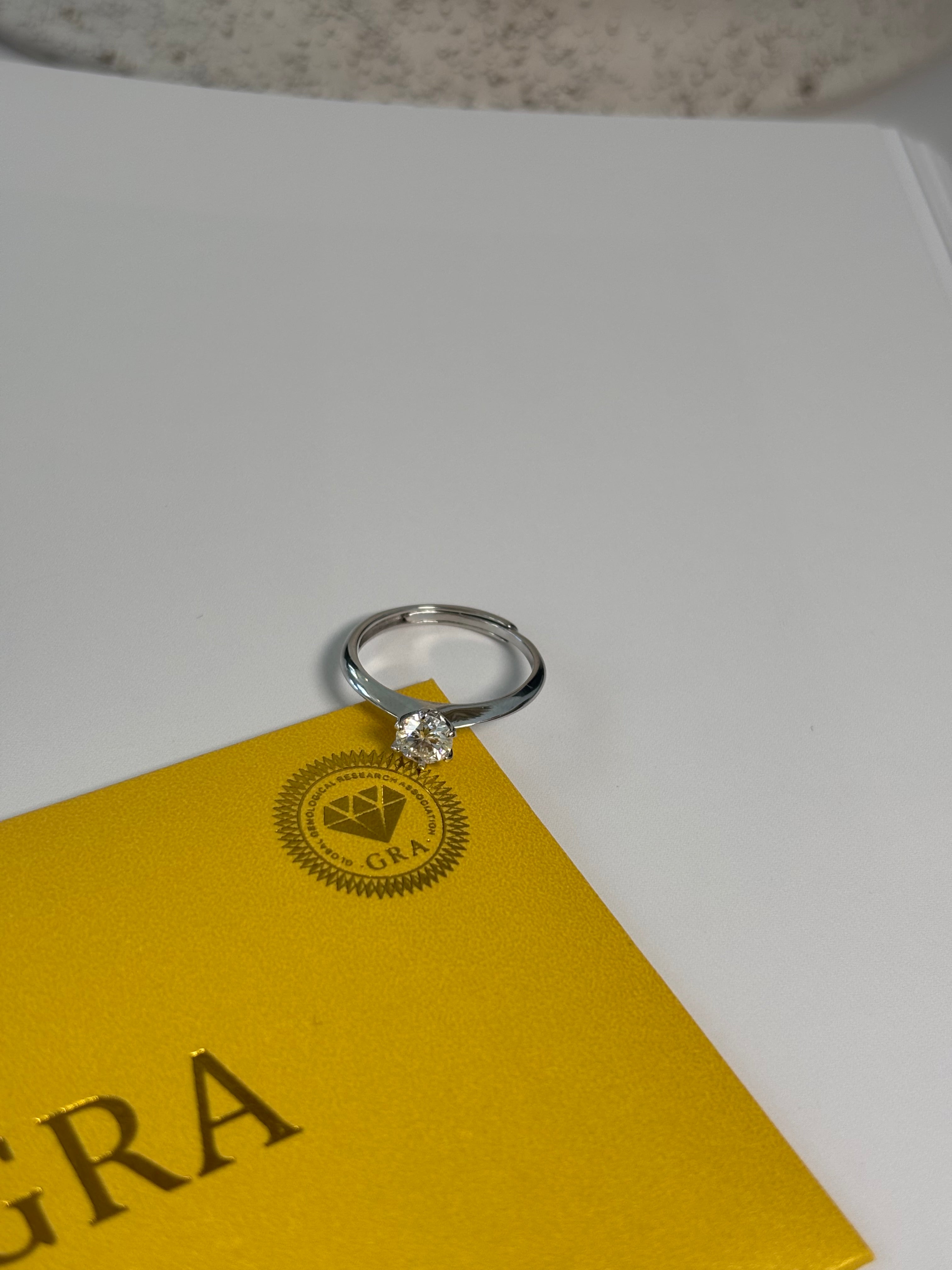 Moissanite Solitaire Ring 0.5 CT - S925 Adjustable