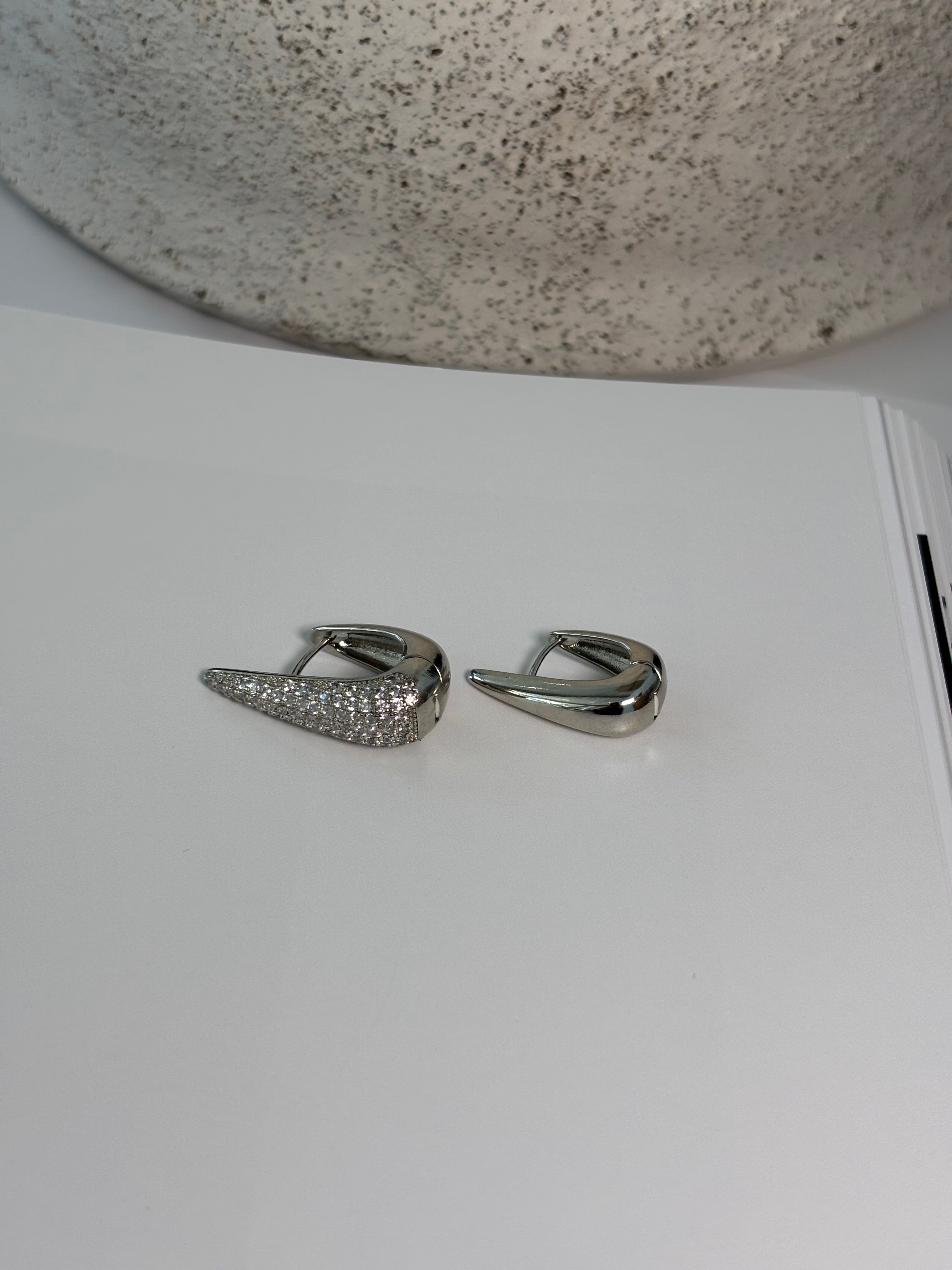 Silver Drop Hoop Earrings - Gardenia