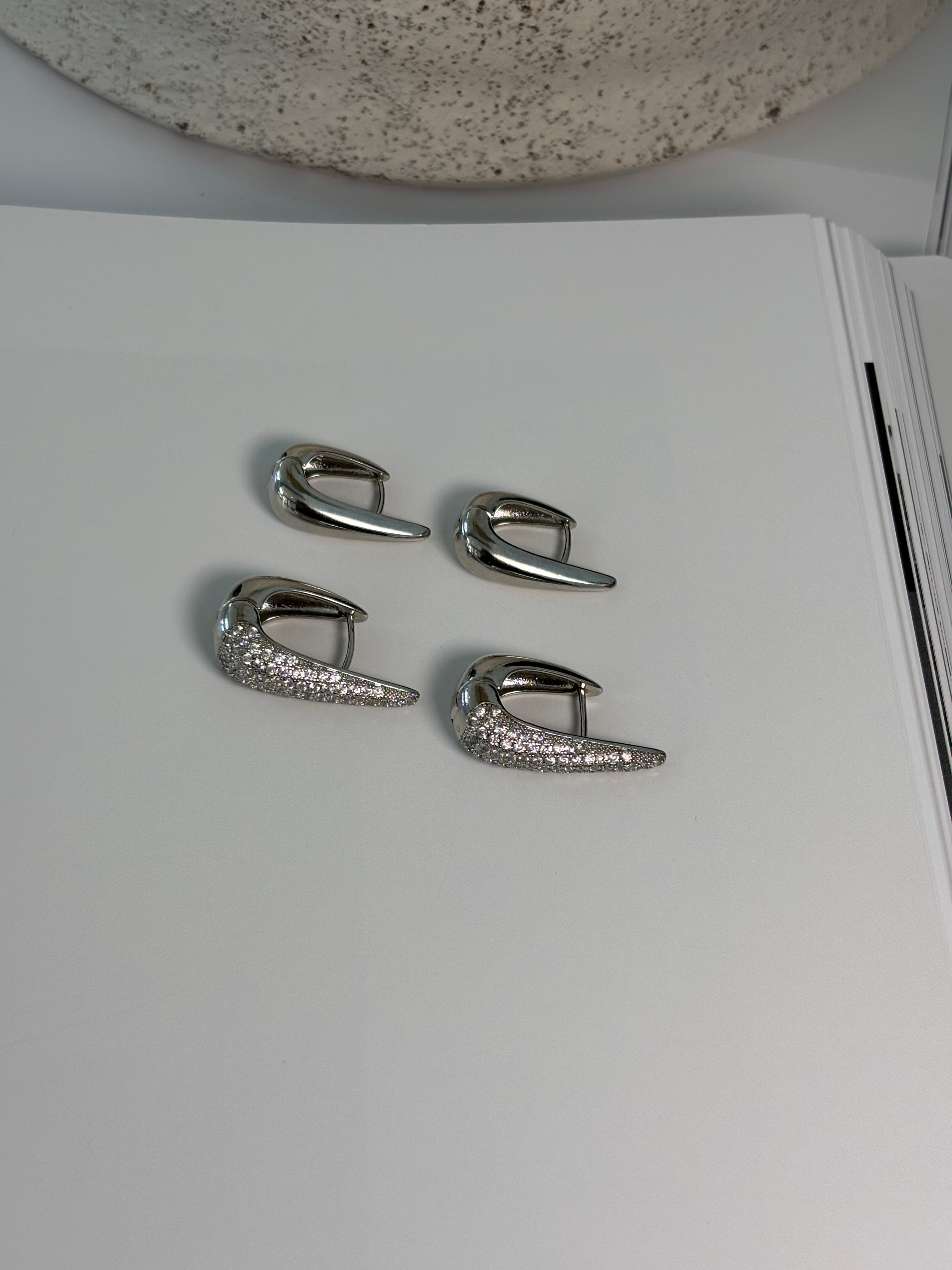 Silver Drop Hoop Earrings - Gardenia