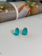Blue Tourmaline Gold Drop Earrings - Hydrangea