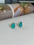 Blue Tourmaline Gold Drop Earrings - Hydrangea