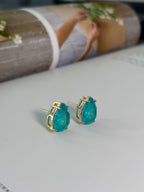 Blue Tourmaline Gold Drop Earrings - Hydrangea